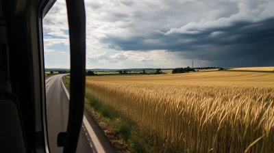 Rural Landscape Through a Bus Window