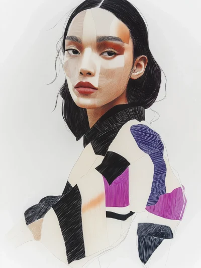 Fashion Sketch with Color Stencil Style