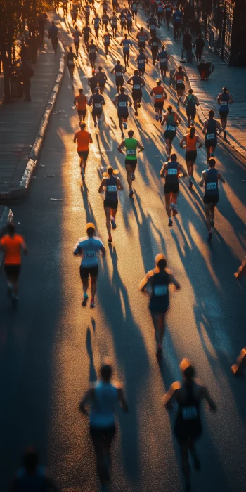 Marathon Runners at Golden Hour