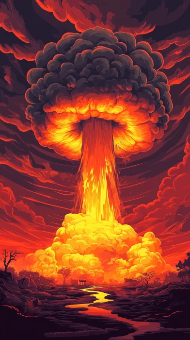 Atomic Bomb Explosion Illustration