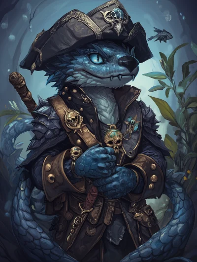 Draconic Kobold with Black Nose in a Sea Setting