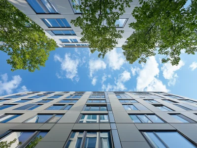 Wide Angle View of Modern Office Building