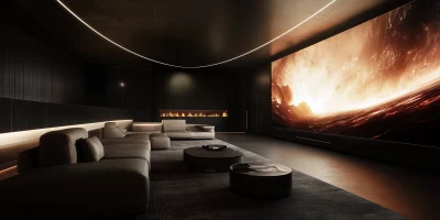 Futuristic Living Room with Micro LED Display