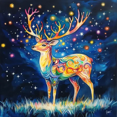 Colorful Deer with Glowing Lights