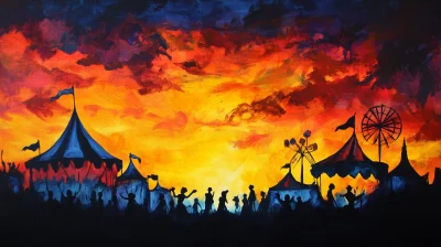 Silhouette Circus at Sunset