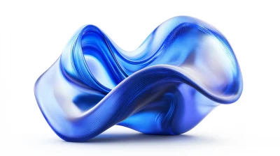 Vibrant Blue Metallic 3D Abstract Form