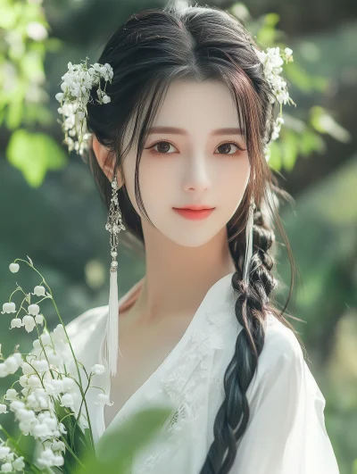 Hanfu Beauty with Lily of the Valley