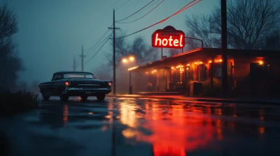 Roadside Motel at Night