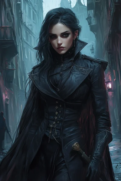 Elegant Vampire in the City Streets