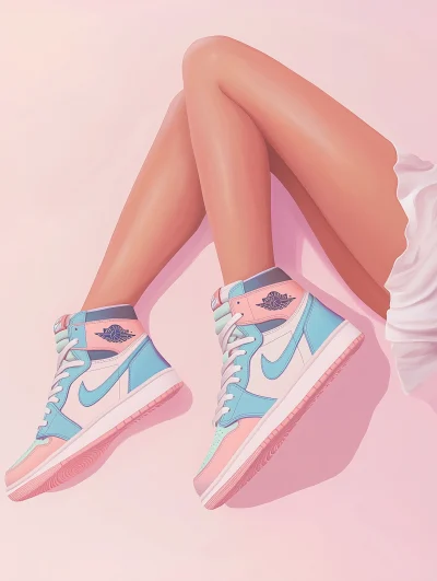 Playful Pink and Blue Legs Illustration