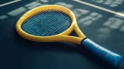 Inflatable Tennis Racket on Tennis Court