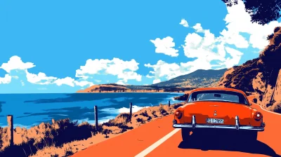 Pop Art Car on Italian Coastline