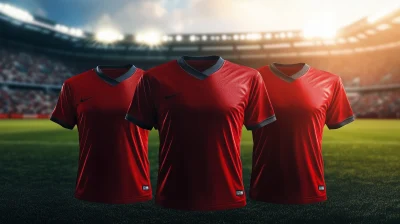 Red Football Shirts in a Stadium