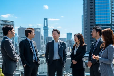 Japanese Business People on Rooftop