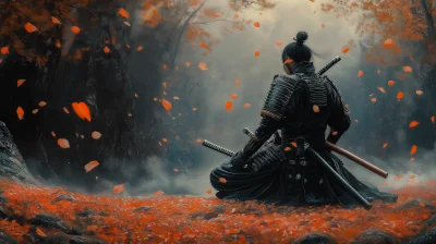 Samurai Meditation in Forest