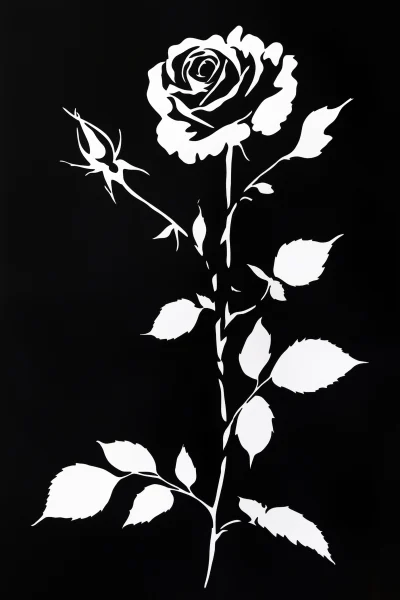 Black and White Silhouette with Rose