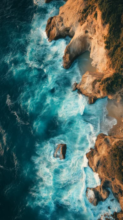 Waves crashing against rugged cliffs at Garay Point Beach