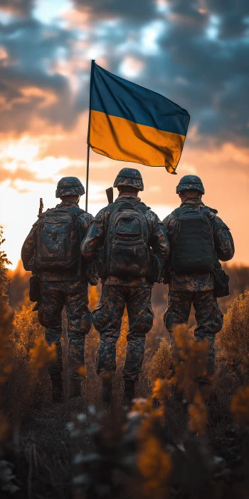 Ukrainian Soldiers Celebrating Independence Day