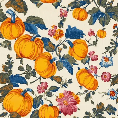 Pumpkin Patch Chintz Illustration