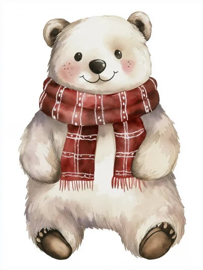 Watercolor Christmas Bear Clipart Bundle