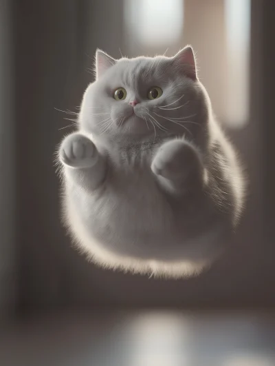 Flying Fat Grey Cat Marshmallow