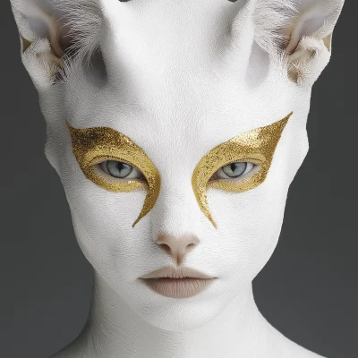 Fashionable Sphynx Cat in Haute Couture Kintsugi Gold