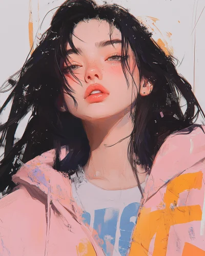 90s Anime Girl Illustration