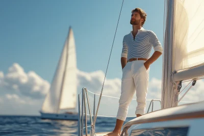 Man Standing on Sailing Boat