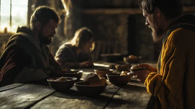 Medieval European Peasant Family Meal