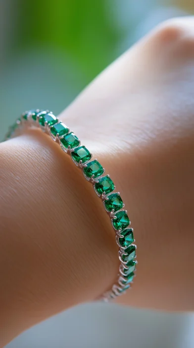 Green Emerald Bracelet on Mannequin Hand