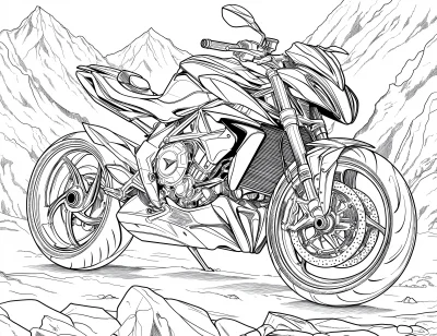 Adult Coloring Book Page with MV Agusta Rush 1000 Motorcycle