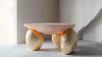 Clay Table with Gold Metal Elements and Neon Colors