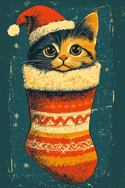 Cute Cat Christmas Stocking Graphic