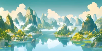 Guilin Landscape Illustration