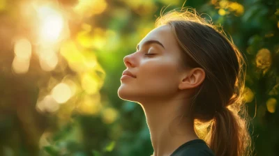 Woman Meditating in the Forest