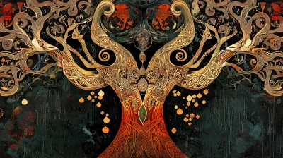 Norse Mythological Motifs Illustration