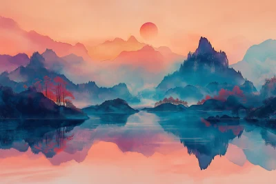 Colorful Anodized Chinese Landscape