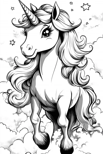 Unicorn on Rainbow Coloring Page