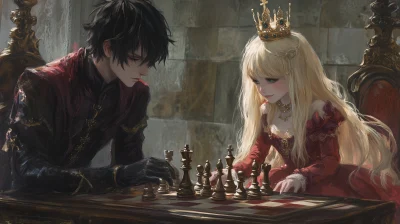 Aristocratic Siblings Playing Chess