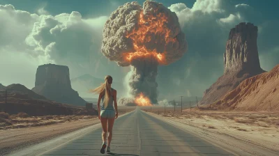 Desert Highway Nuclear Explosion Art