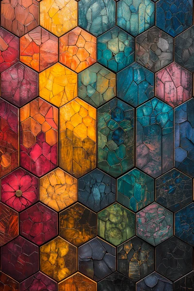 Vibrant Hexagon Grid Abstract Pattern