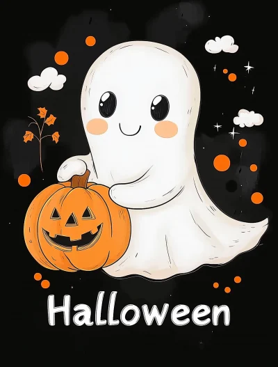 Cute Halloween Ghost Illustration