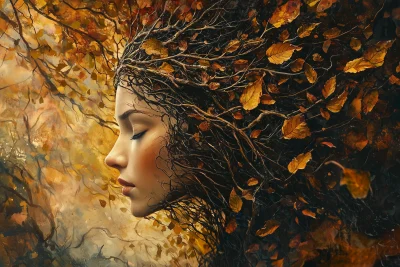 Autumn Forest Woman Illustration