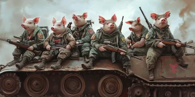 Animal Soldiers on a Tank