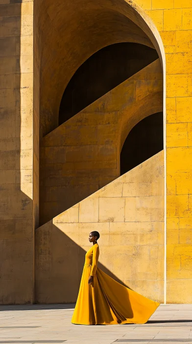 African American Woman in Yellow Dress