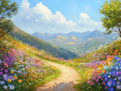 Vibrant Mountain Path