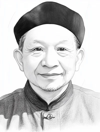 Pencil Sketch of an Old Chinese Man