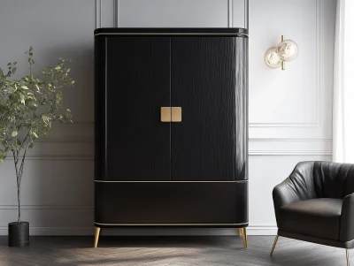 Modern Black Veneer Wardrobe