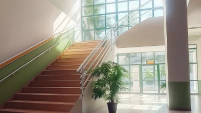 Inside the School Building Staircase