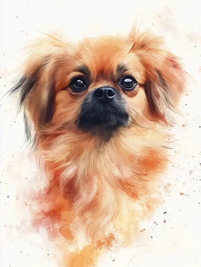 Watercolor Pastel Flowing Art with Tibetan Spaniel